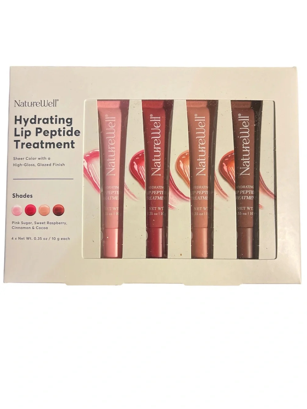 NatureWell Hydrating Lip Peptide Treatment - Pink, Red, Peach, Cocoa